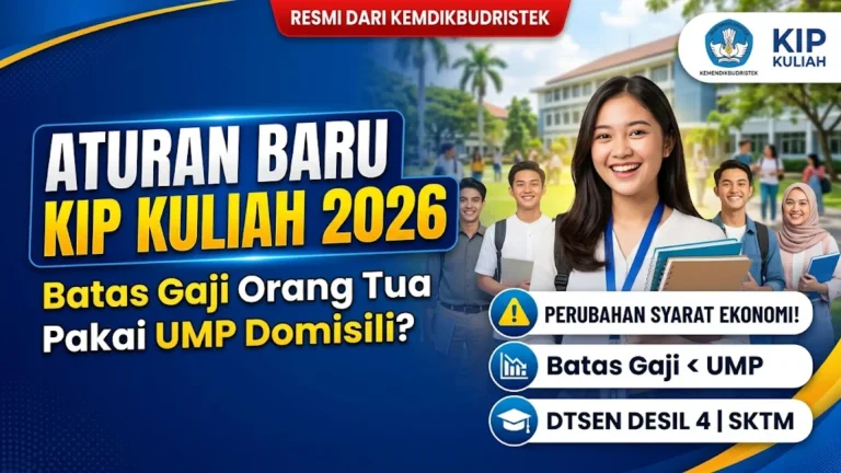 Aturan Baru KIP Kuliah 2026: Batas Gaji Orang Tua Kini Pakai UMP Daerah, Ini Rinciannya