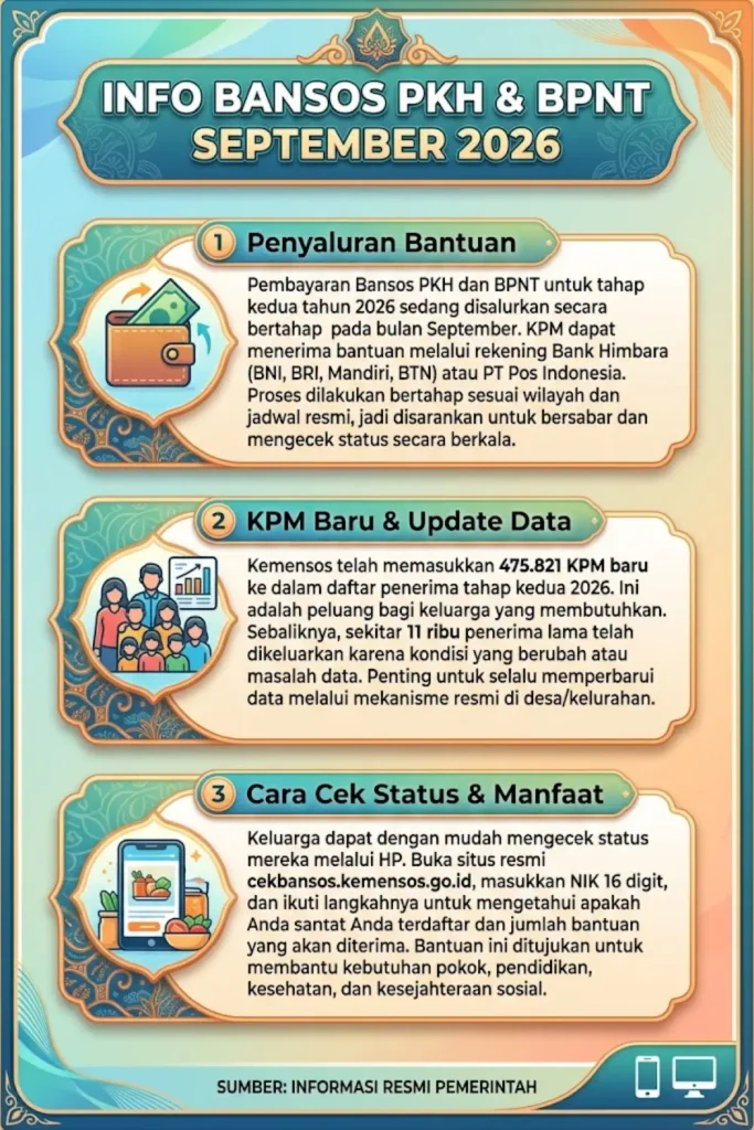 Bansos PKH BPNT September 2026 Sudah Cair! Cek Nama & Nominal 475 Ribu KPM Baru di Sini 