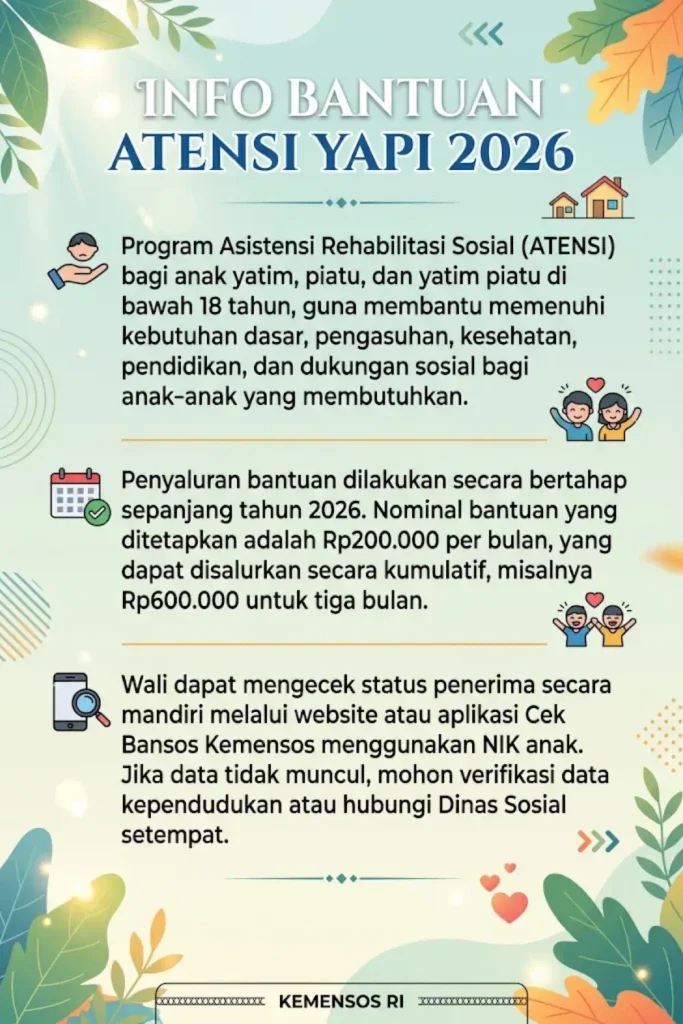 Bantuan Atensi YAPI 2026 kapan cair? Cek Jadwal, Syarat dan Cara Cek Penerima