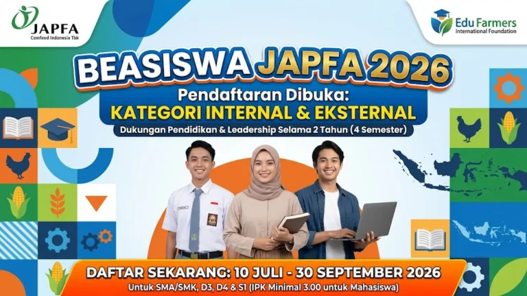 Beasiswa JAPFA 2026 Dibuka Syarat dan Cara Daftar untuk Siswa SMA hingga Mahasiswa