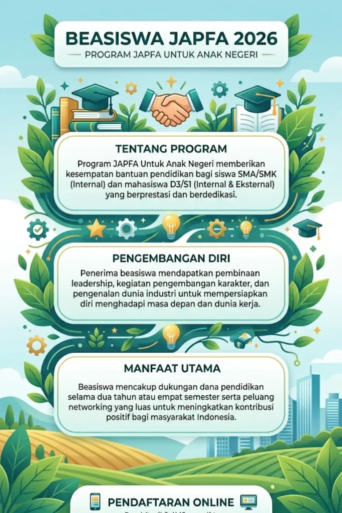 Beasiswa JAPFA 2026 Dibuka Syarat dan Cara Daftar untuk Siswa SMA hingga Mahasiswa
