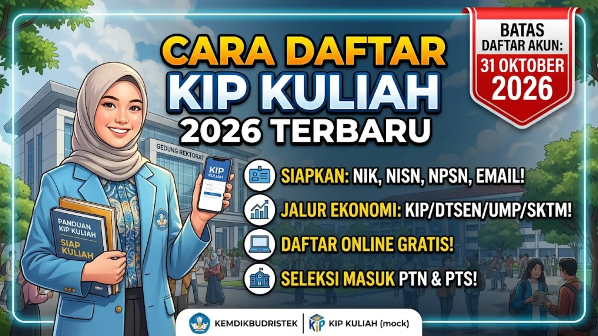 Cara Daftar KIP Kuliah 2026 Terbaru: Syarat Lengkap, Jadwal, dan Link Resmi Sebelum 31 Oktober