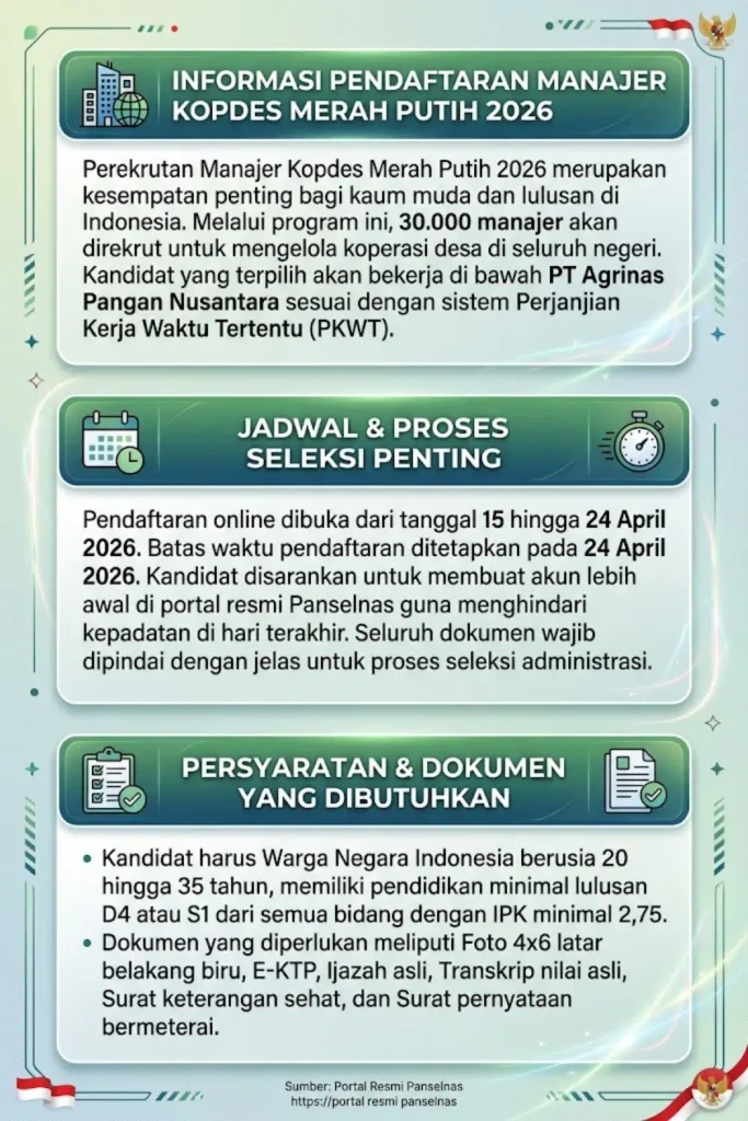 Kapan Batas Akhir Pendaftaran Manajer Kopdes Merah Putih 2026 dan Bagaimana Cara Mendaftar Lengkap