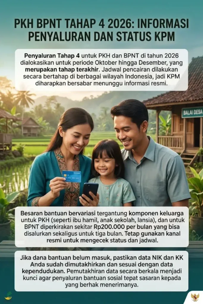PKH BPNT Tahap 4 2026 Kapan Cair? Cek Jadwal, Status dan Penyebab Belum Masuk
