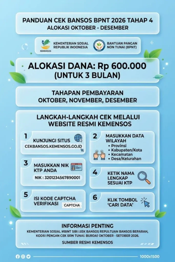 Cek Bansos BPNT 2026 Cara Mengetahui Jadwal dan Status Pencairan
