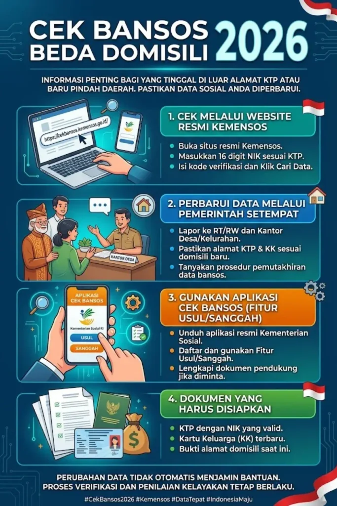Cek Bansos Beda Domisili 2026: Cara Mengatasi Perbedaan Alamat KTP