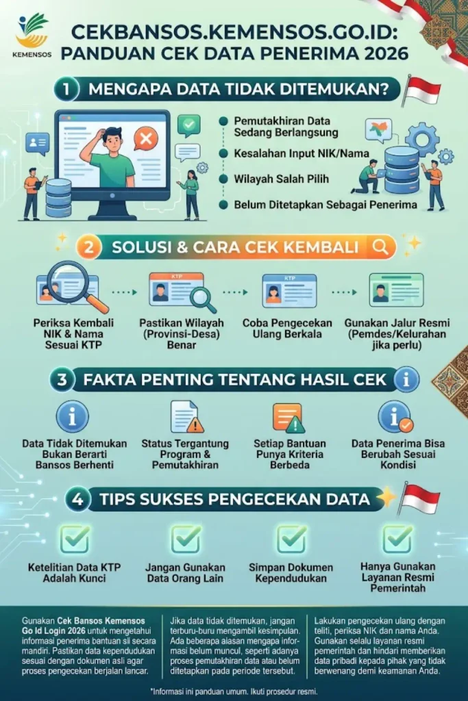 Cekbansos.Kemensos.Go.Id Login 2026: Data Penerima Tidak Ditemukan, Apa Penyebabnya?