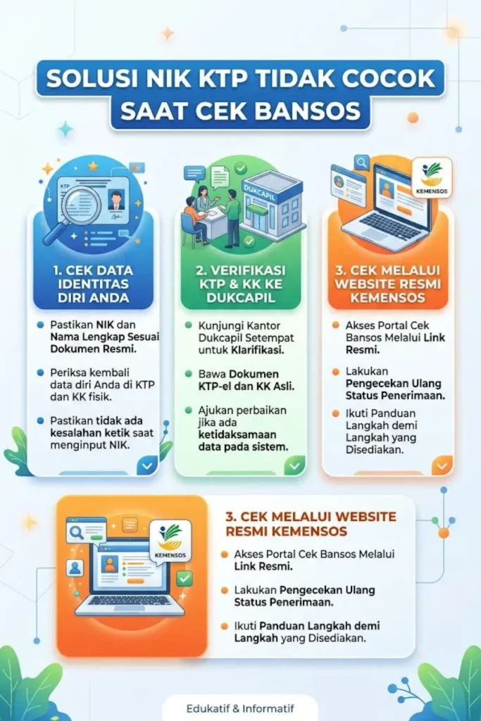 NIK KTP Tidak Cocok Saat Cek Bansos 2026? Ini Cara Mengatasinya