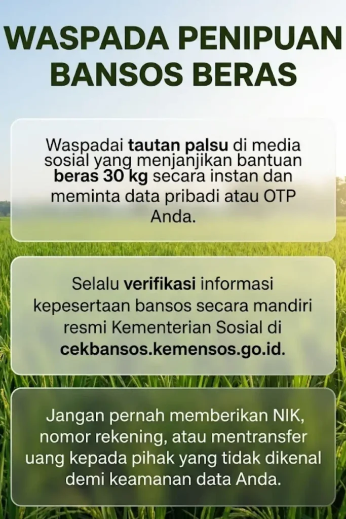Waspada Penipuan Bansos Beras 30 Kg Link Pendaftaran di Medsos Ternyata Modus Phishing